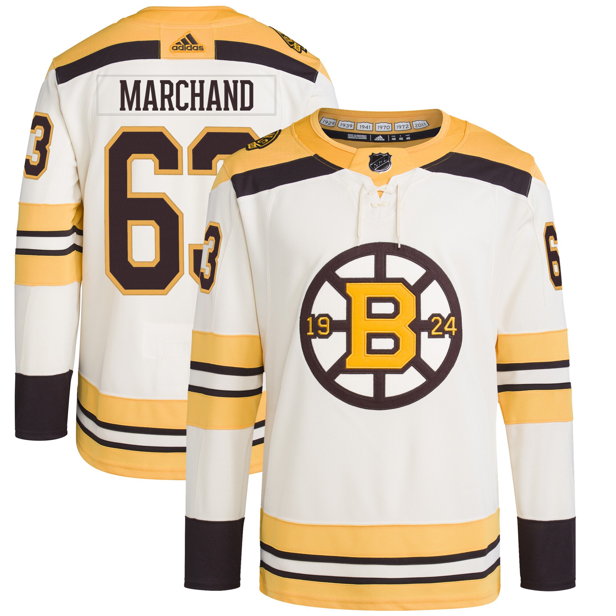 Men's Boston Bruins Brad Marchand adidas Cream Primegreen Authentic Pro Player Jersey