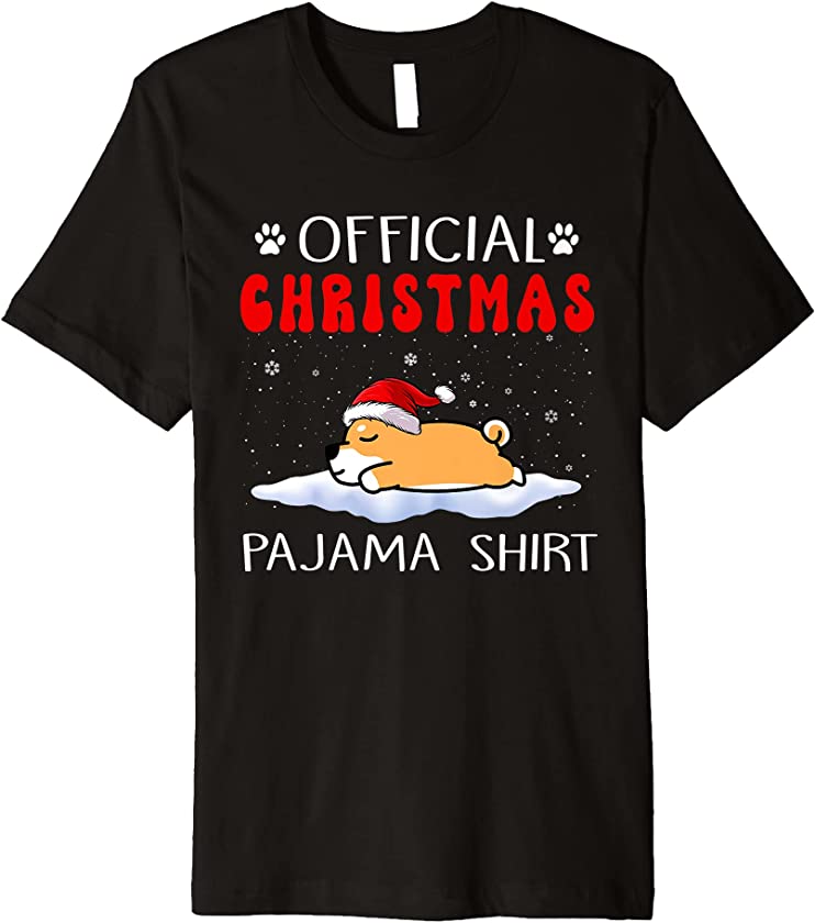 Shiba Inu Dog Official Christmas Pajama Puppy Funny Xmas Premium T-Shirt