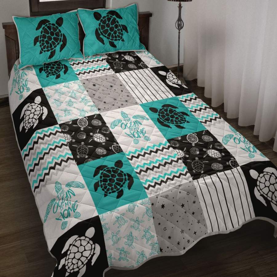 Turtle the ocean is my home quilt bedding set HG51400