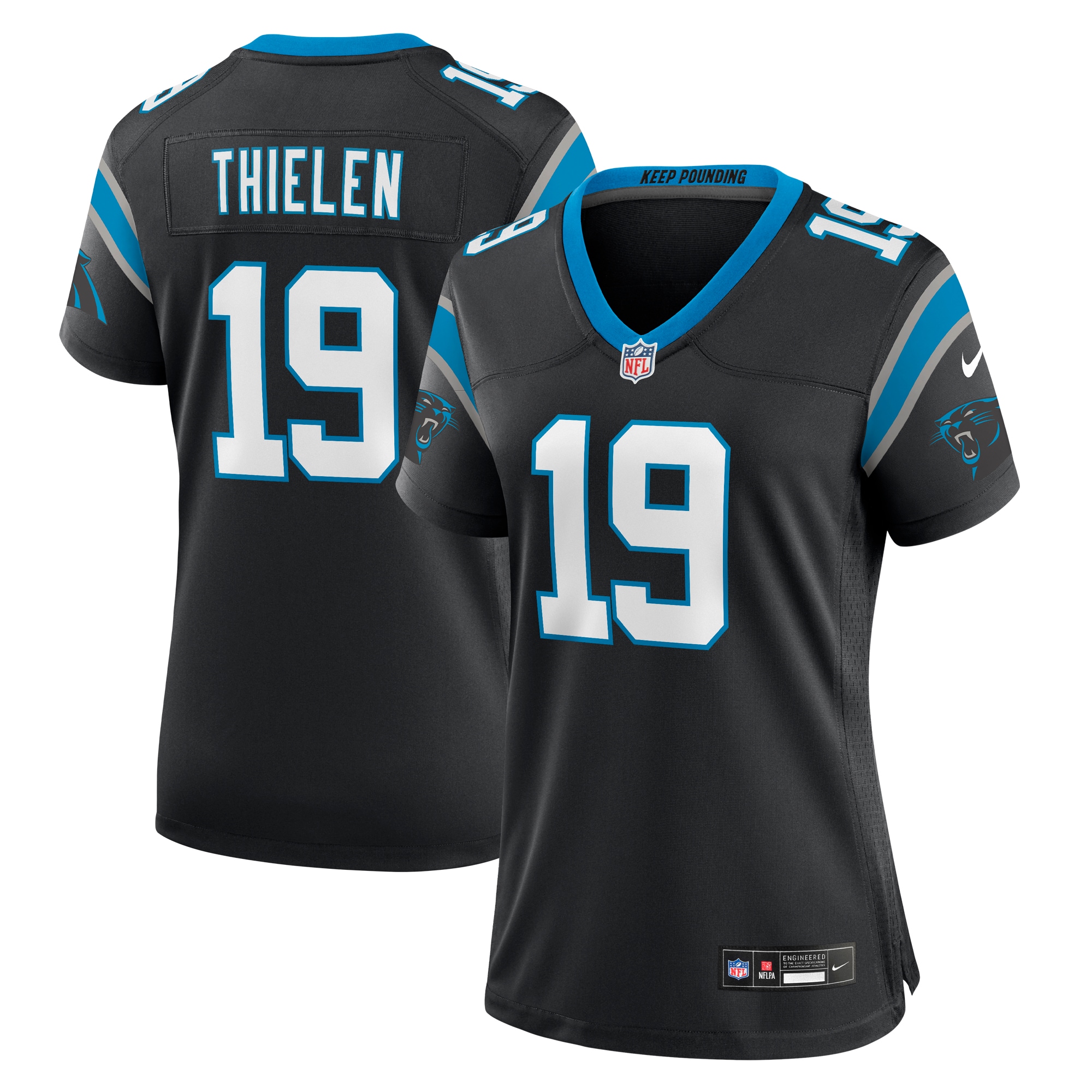 Women’s Carolina Panthers Adam Thielen Black Team Game Jersey