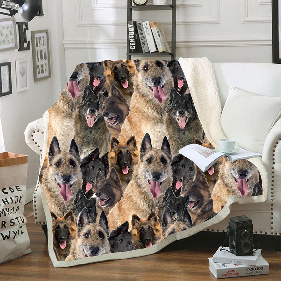 Belgian Shepherd  A Bunch Of Dogs Blanket Design Dog Face Printed Blanket