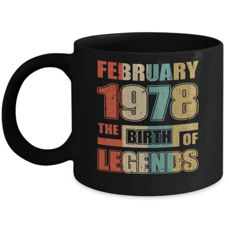 Vintage Retro February 1978 Birth Of Legends 42th Birthday Mug