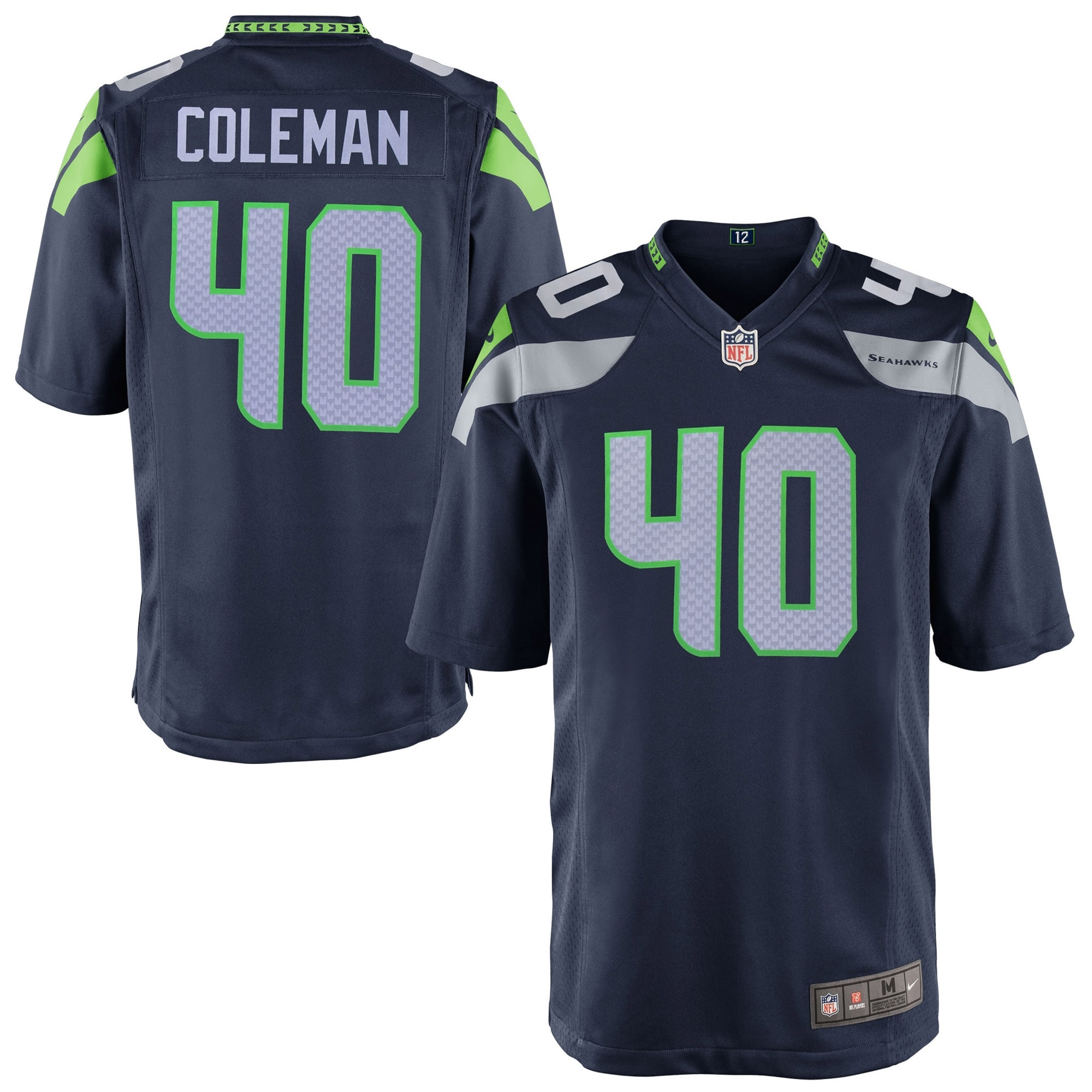 Youth Seattle Seahawks Derrick Coleman College Navy Team Color Game Jersey