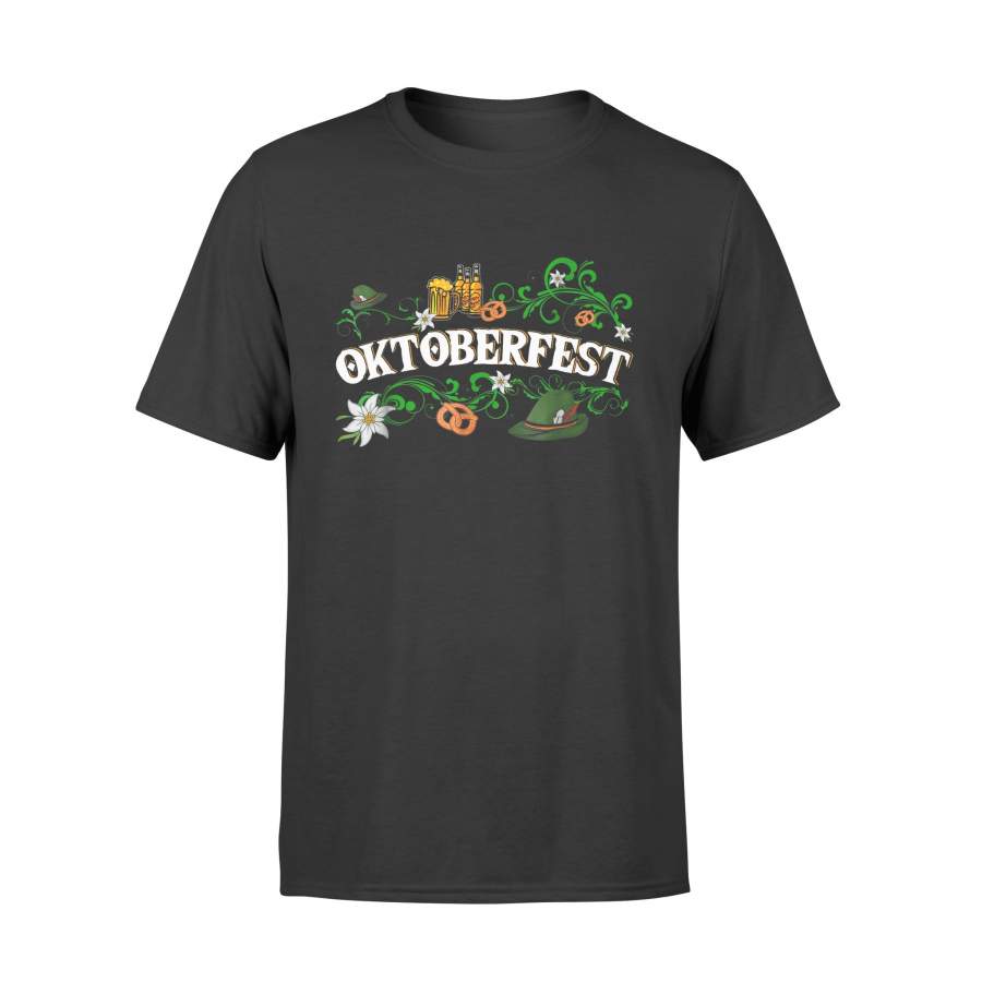 Oktoberfest T Shirt Beer Hat Pretzel And Edelweiss – Standard T-shirt