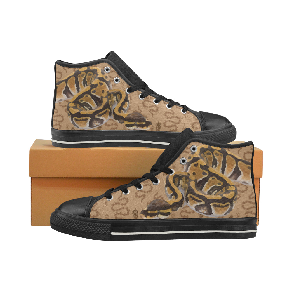 Python Black Women’s Classic High Top Canvas Shoes