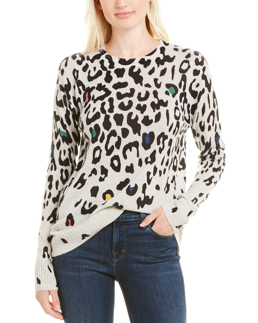 Autumn Cashmere Leopard Crewneck Cashmere Sweater