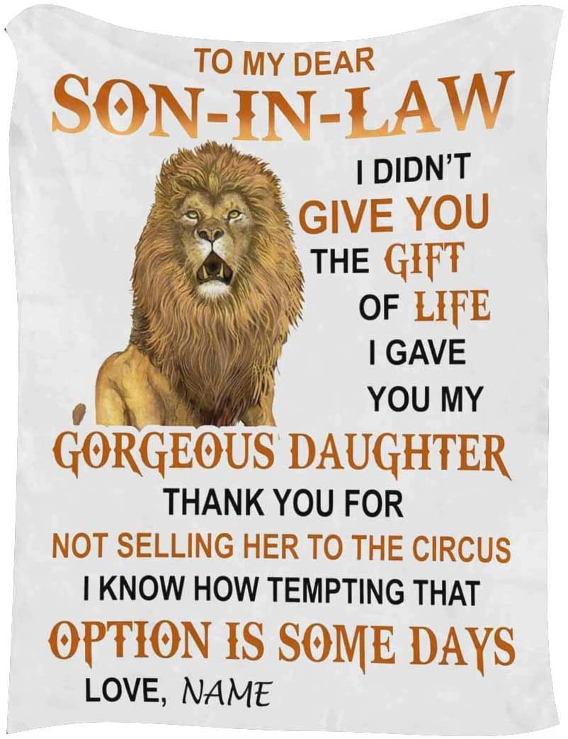 Personalized Love Letter Blanket To My Son-In-Law Blanket From Mother-In-Law Lion Custom Letter Blanket Quilts 30″ X 40″