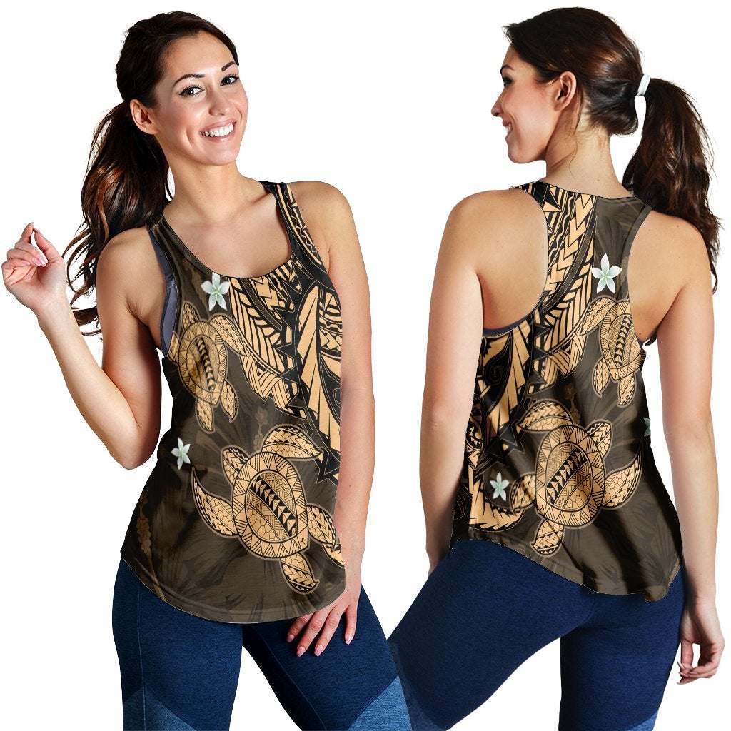 Hawaiian Polynesian Turtle Hibiscus Racerback Tank Gold Ah Ha101980