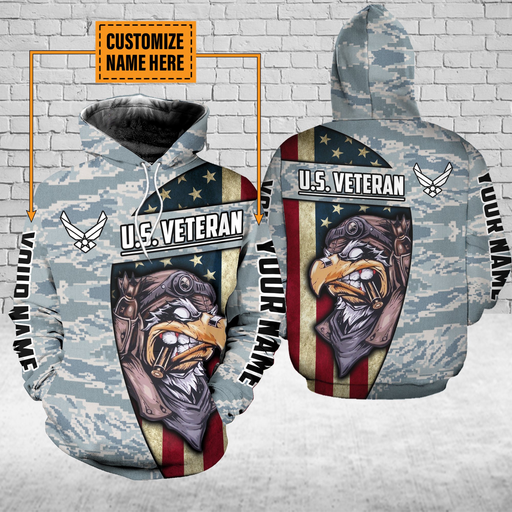 Bekingart 3D Us Camouflage Veteran Air Force Ealge Us Air Force Hoodie