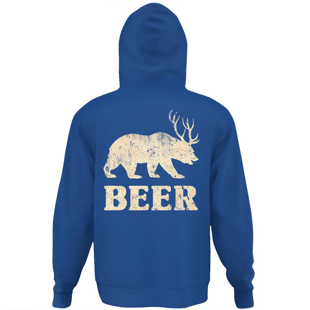 Vintage Bear Deer Funny Beer Hoodie Print On Back – Karipun Store