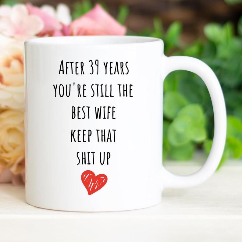 39Th Anniversary Mug, 39Th Anniversary Gift For Wife, Her, Couple, Gift ...