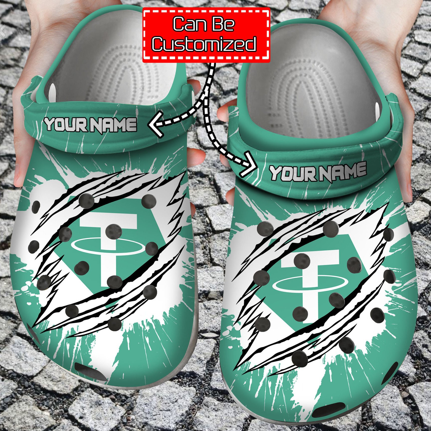 Personalized Usdt Coin Ripped Through Crocs Clog Shoes Crypto Crocs