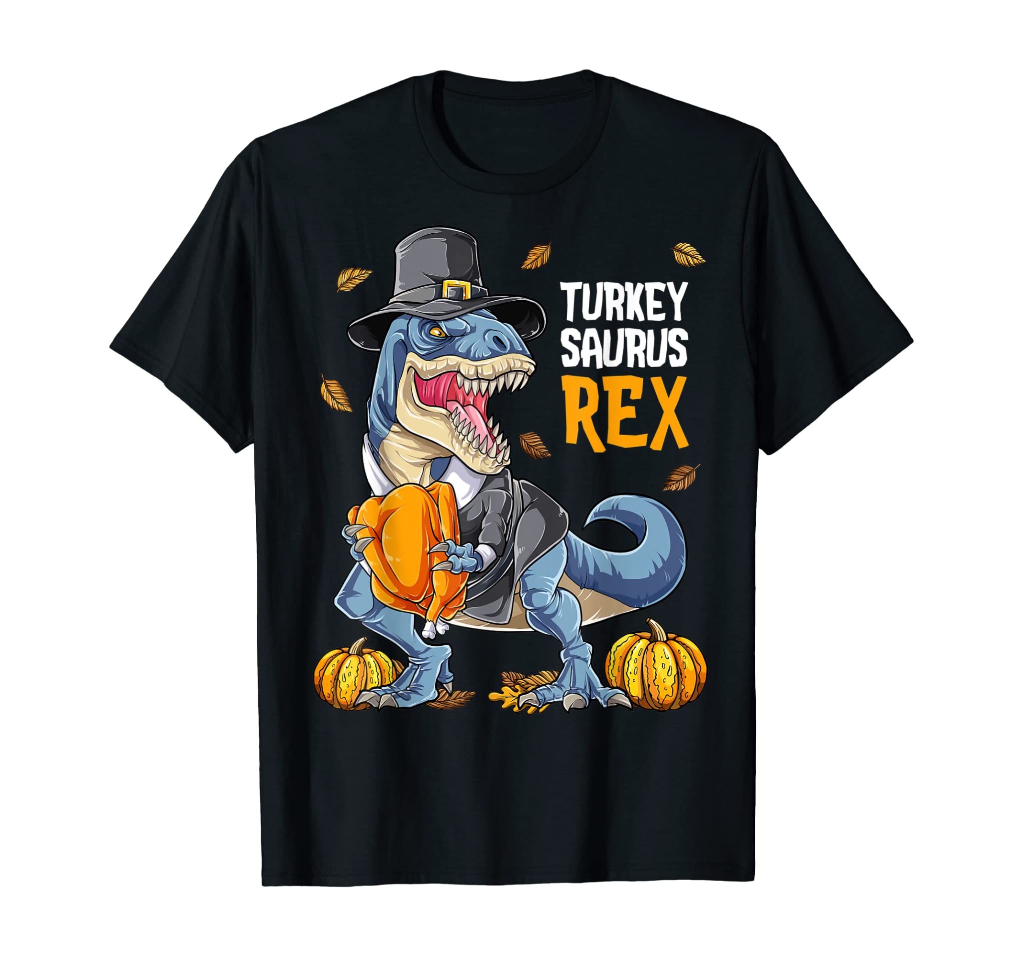 Dinosaur Thanksgiving Boys Turkey Saurus T Rex Pilgrim Kids T-Shirt