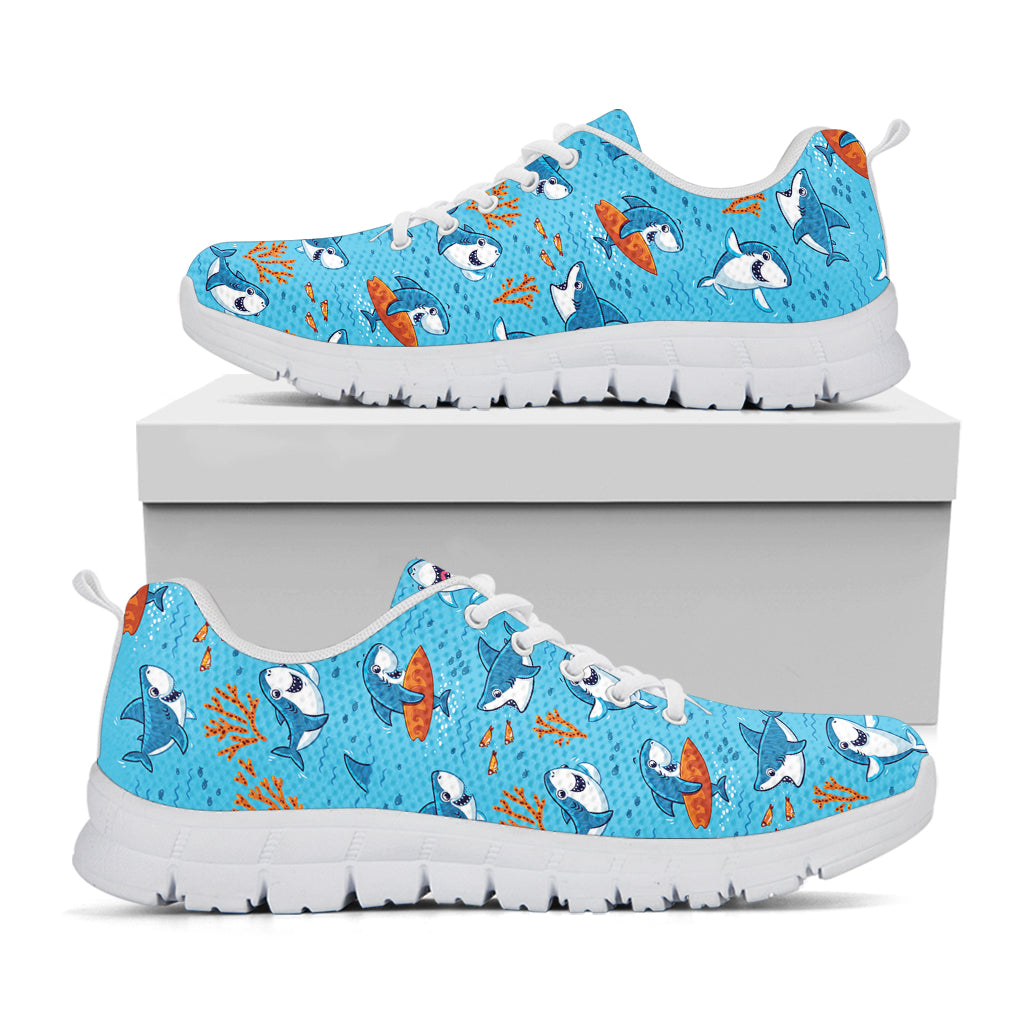 Cute Shark Pattern Print White Sneakers