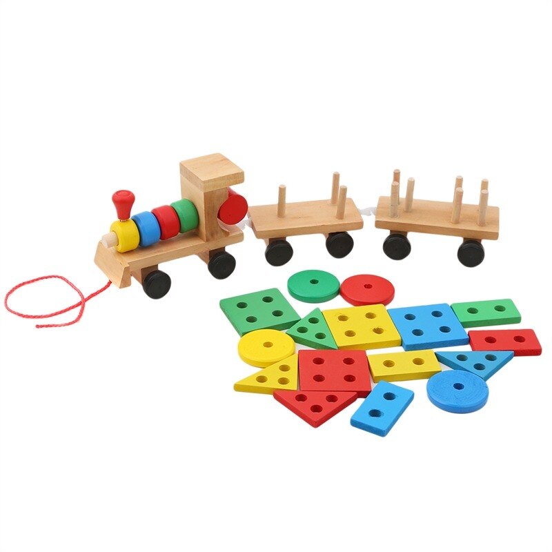 2022 Kids Baby Developmental Toys Wooden Train Truck Learning Toys For Children Geometric Blocks Wonderful Gift Toy alx