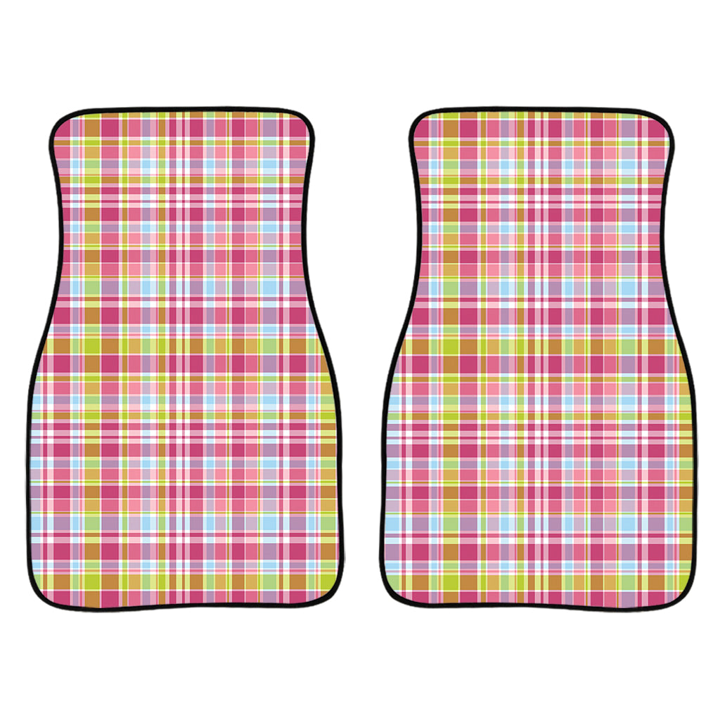 Cotton Candy Pastel Plaid Pattern Print Front Car Floor Mats