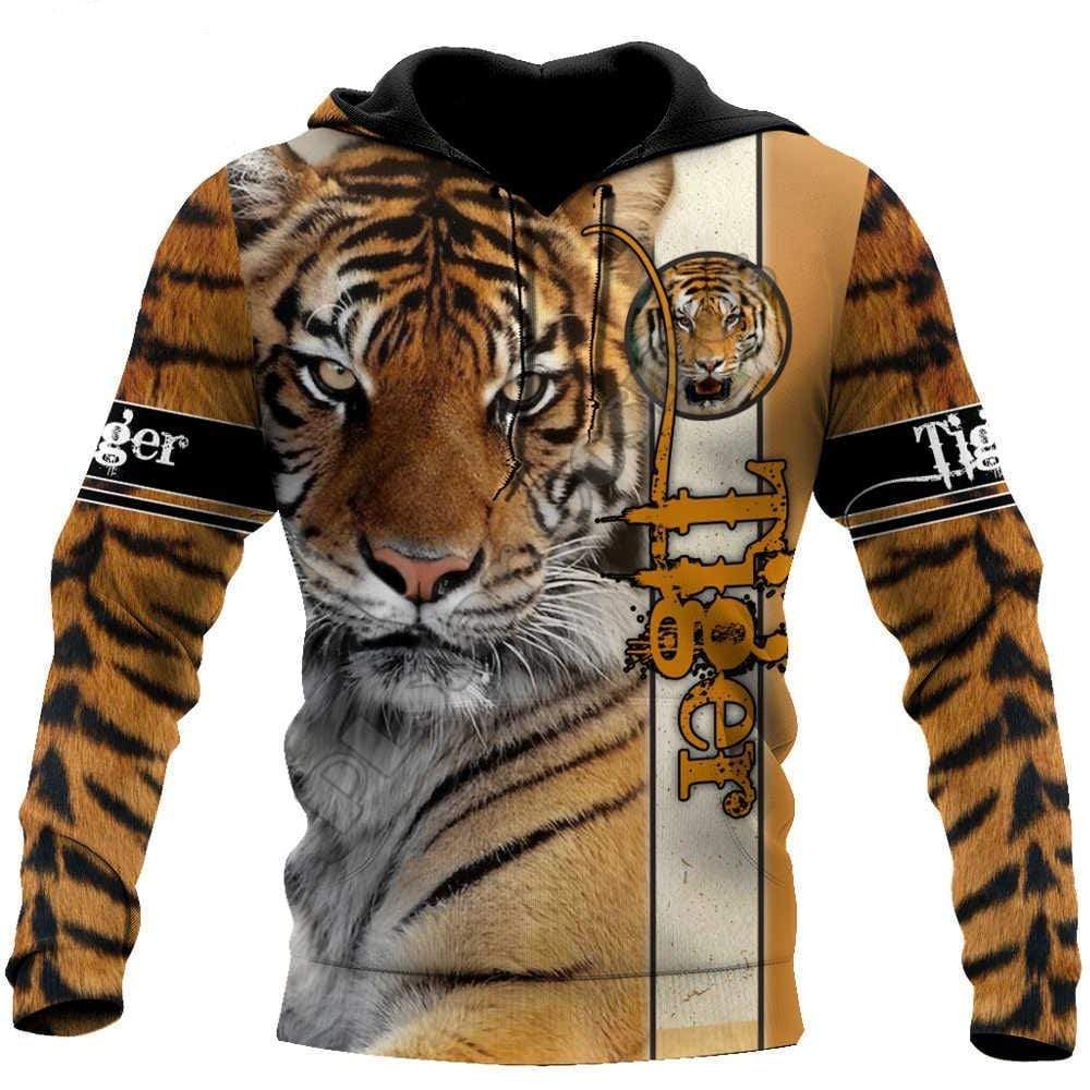 Tiger Skin Brown Cool Design 3D Printed Sublimation Hoodie Hooded Sweatshirt Comfy Soft And Warm For Men Women S to 5XL CTC16011070