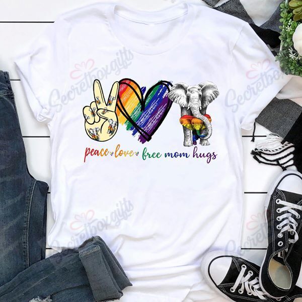 Peace Love Elephants Mom YQ2502469CL T-Shirt