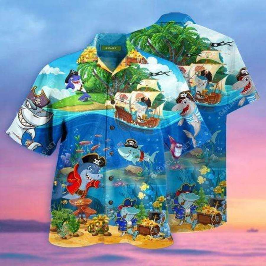 Hawaii Aloha Shirts Amazing Pirate Sharks Ha68896