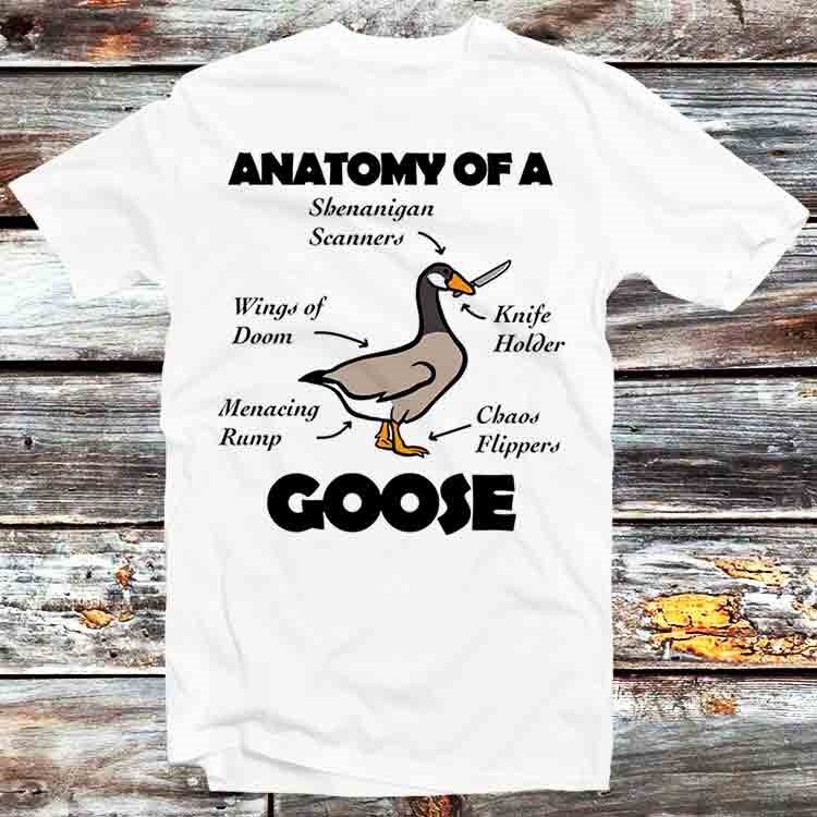 Anatomy of A Goose Funny Duck Online Gaming T Shirt Vintage Retro Cool Gift Mens Womens Unisex Cartoon Anime Top Tee B725