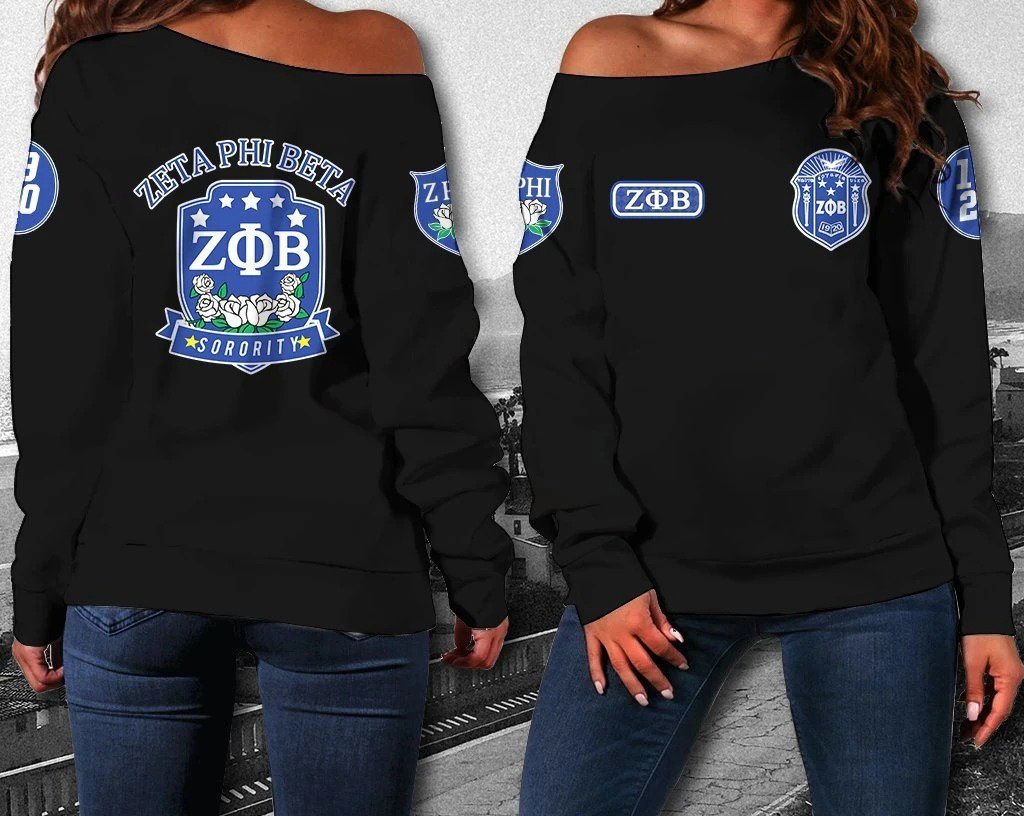 Sorority Sweatshirt – Zeta Phi Beta 1920 Sorority Women Off Shoulder