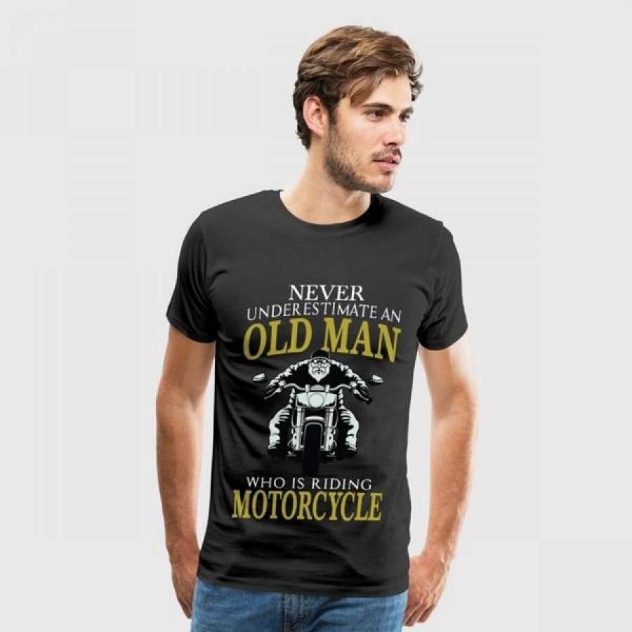 Motorcycle – Old man who is riding motorcycle tee Men s Moisture Wicking Performance T-Shirt