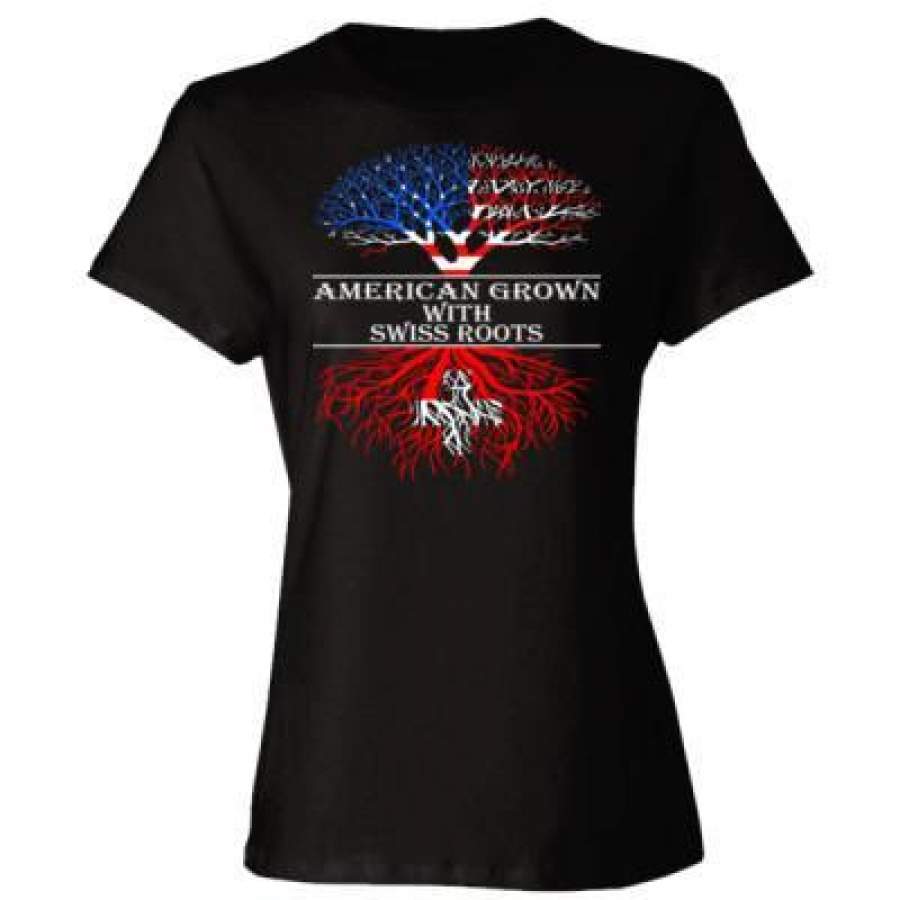 AGR American Grown With Swiss Roots – Ladies’ Cotton T-Shirt