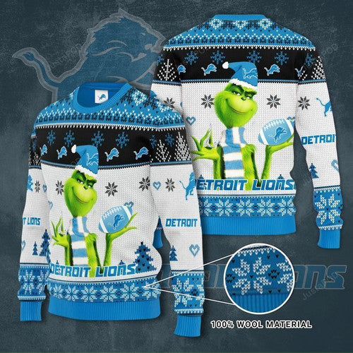 Grinch Detroit Lions Ugly Christmas Sweater, All Over Print Sweatshirt