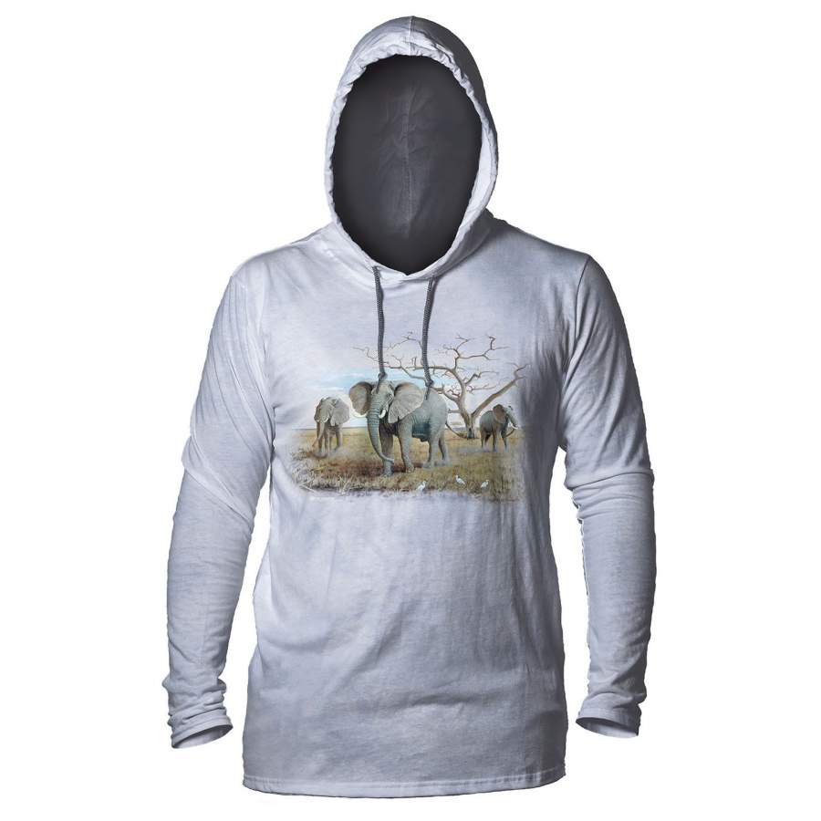 Three African Elephants – Adult Unisex Lightweight Hoodie