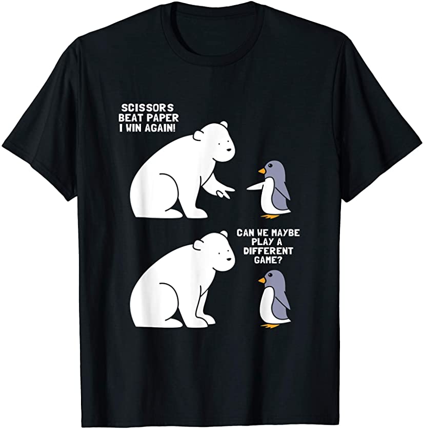 Funny Polar Bear And Penguin Rock Paper Scissors T-Shirt