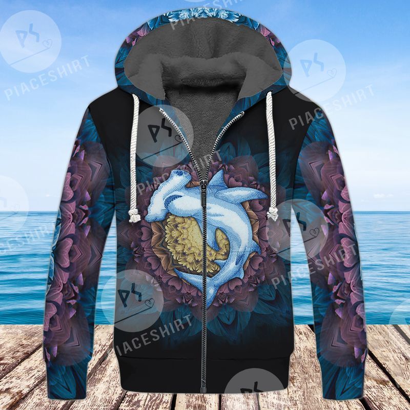 Cool Great Hammerhead Shark For Shark Lovers 3D Full Print Fleece Zipper