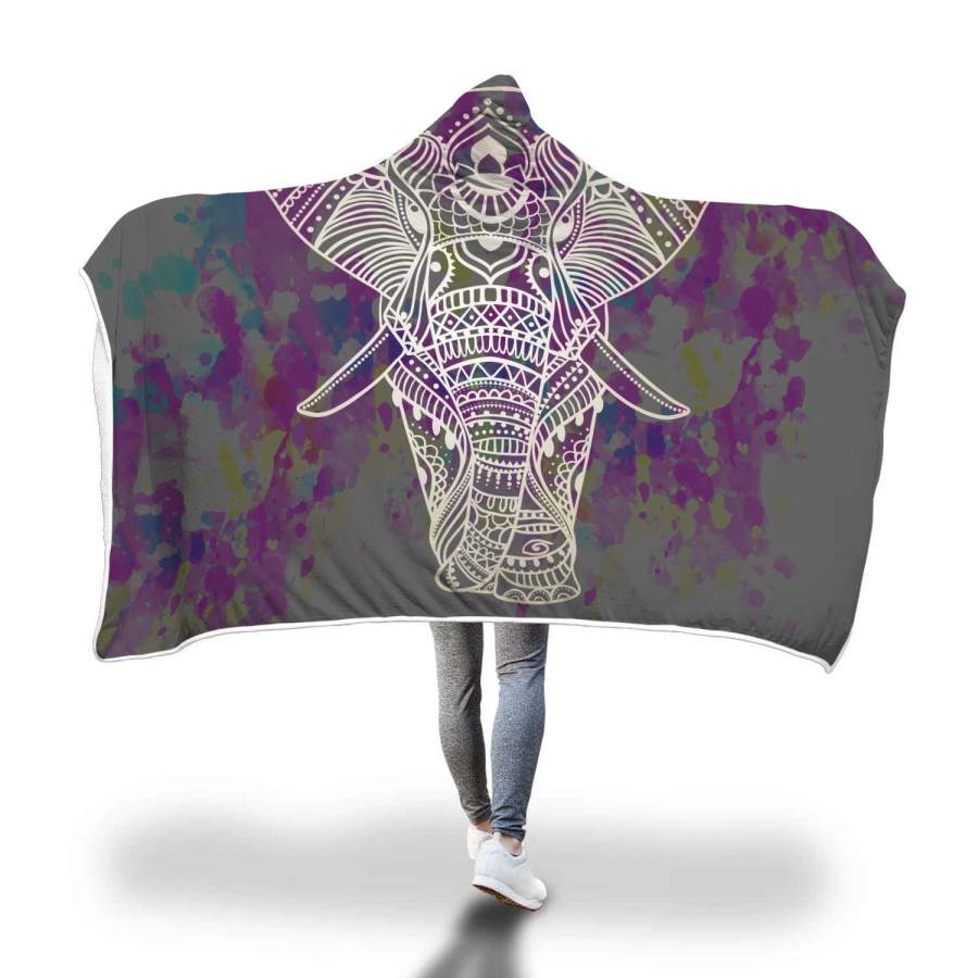 Mandala Elephant Hooded Blanket Elephant Blanket