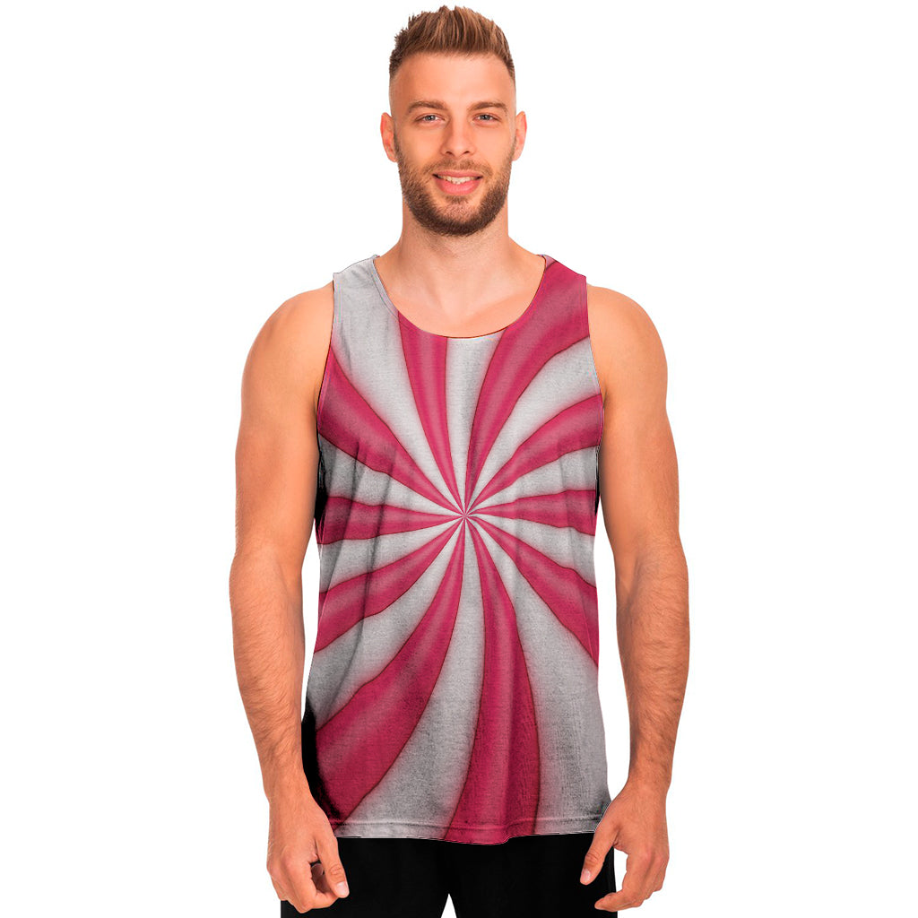 Pink Swirl Candy Print Men’S Tank Top