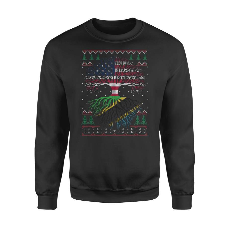 YOLOstuff Tanzanian Roots American US Grown Flag Ugly Christmas – Standard Fleece Sweatshirt