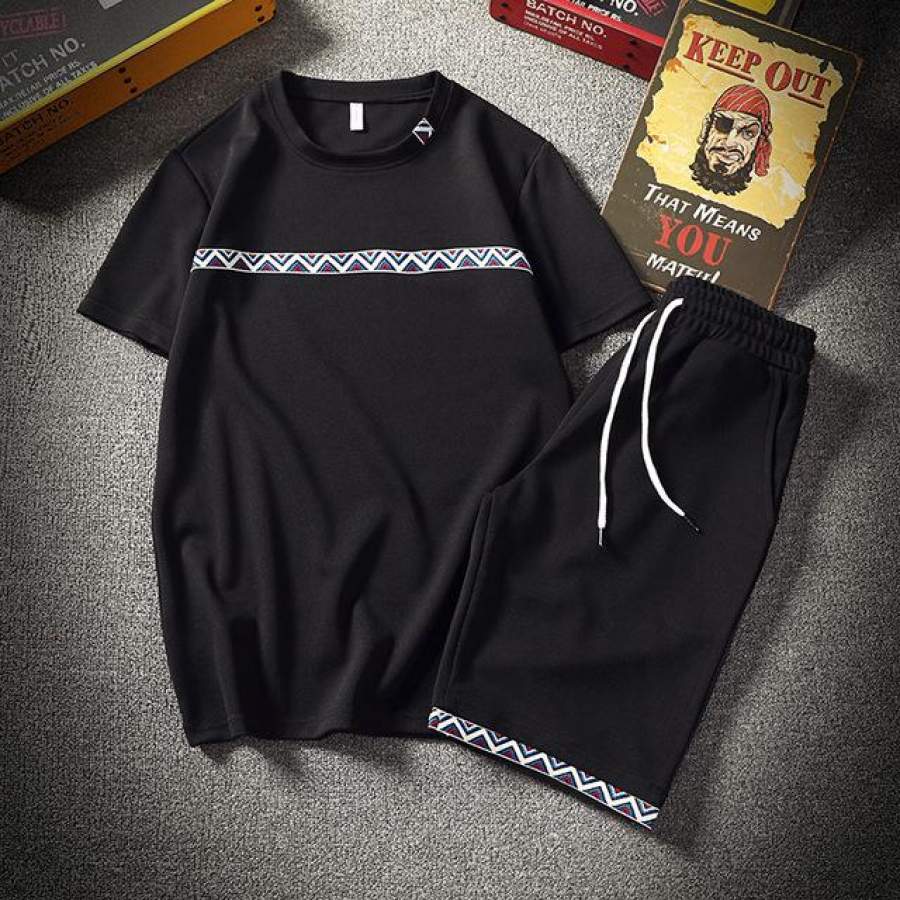 Summer Men Set Sporting Suit Men Short Sleeve T shirt Shorts Two Piece Fitness Set Sweat Suit Fashion Casual Tracksuit