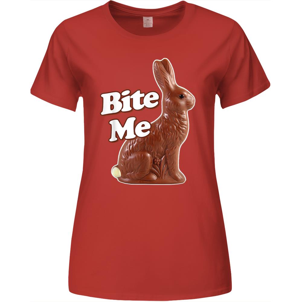 Bite Me Funny Chocolate Easter Bunny Premium Womens Tshirts