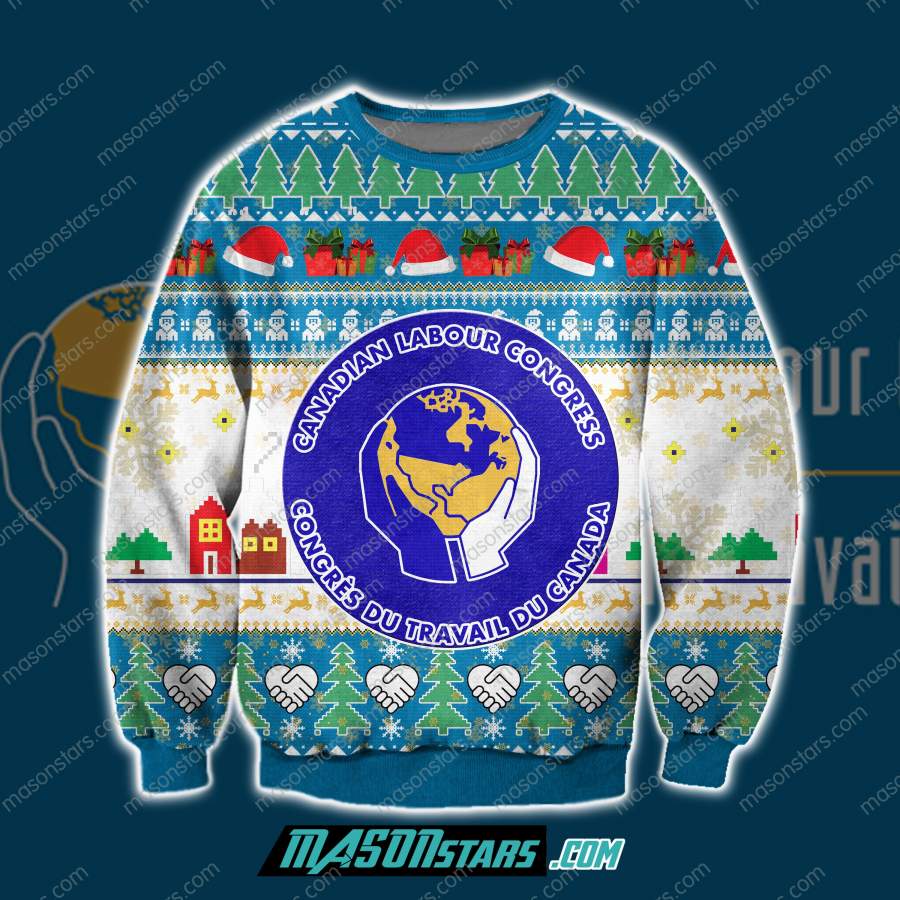 3D ALL OVER PRINT CANADIAN LABOUR CONGRESS UGLY CHRISTMAS SWEATER