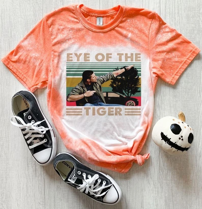 Vintage Supernatural Eye Of The Tiger Tie Dye Bleached T-Shirt