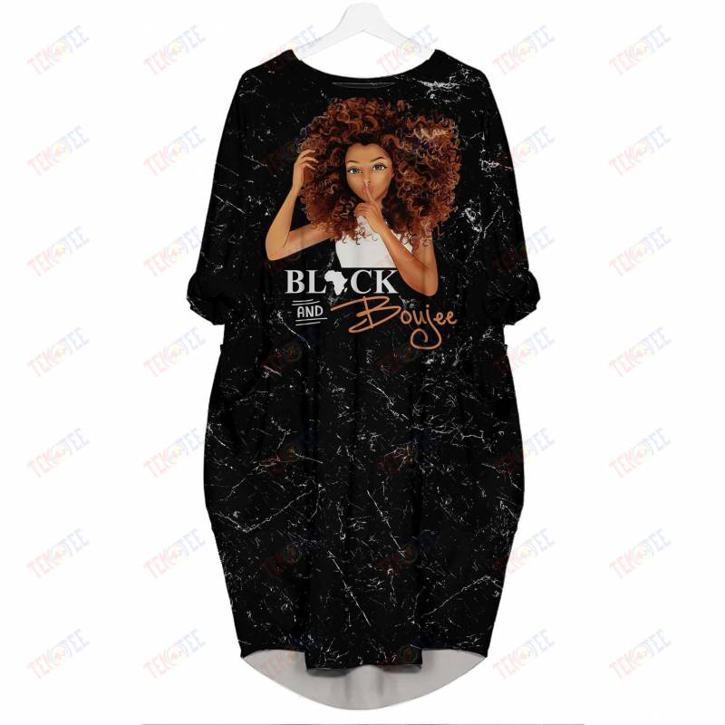 Temotee African Dress 36 – Black And Boujee 3D Dress For Melanin Girls Afro Girl Shirt African American Woman Gift Idea TMT5695