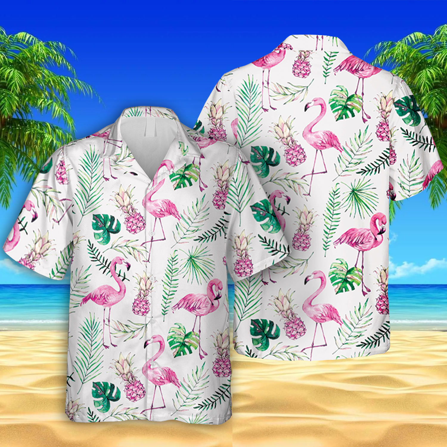 Flamingo And Pink Pineapple White Hawaii Clothing Ha38244