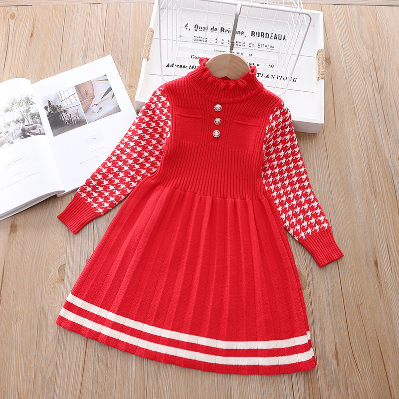 Winter Dress for 6 7 Years Old 2022 New Girls Kids Clothes Elegant Party Child Knitted Charm Costume Baby Clothing 3t alx