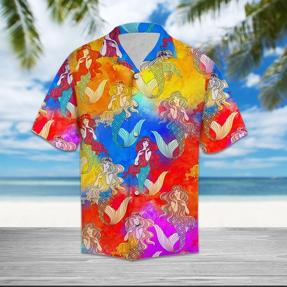 Mermaid Aloha Hawaii Shirt Colorful Short Sleeve Summer Beach Casual For Men And Women Ha50557