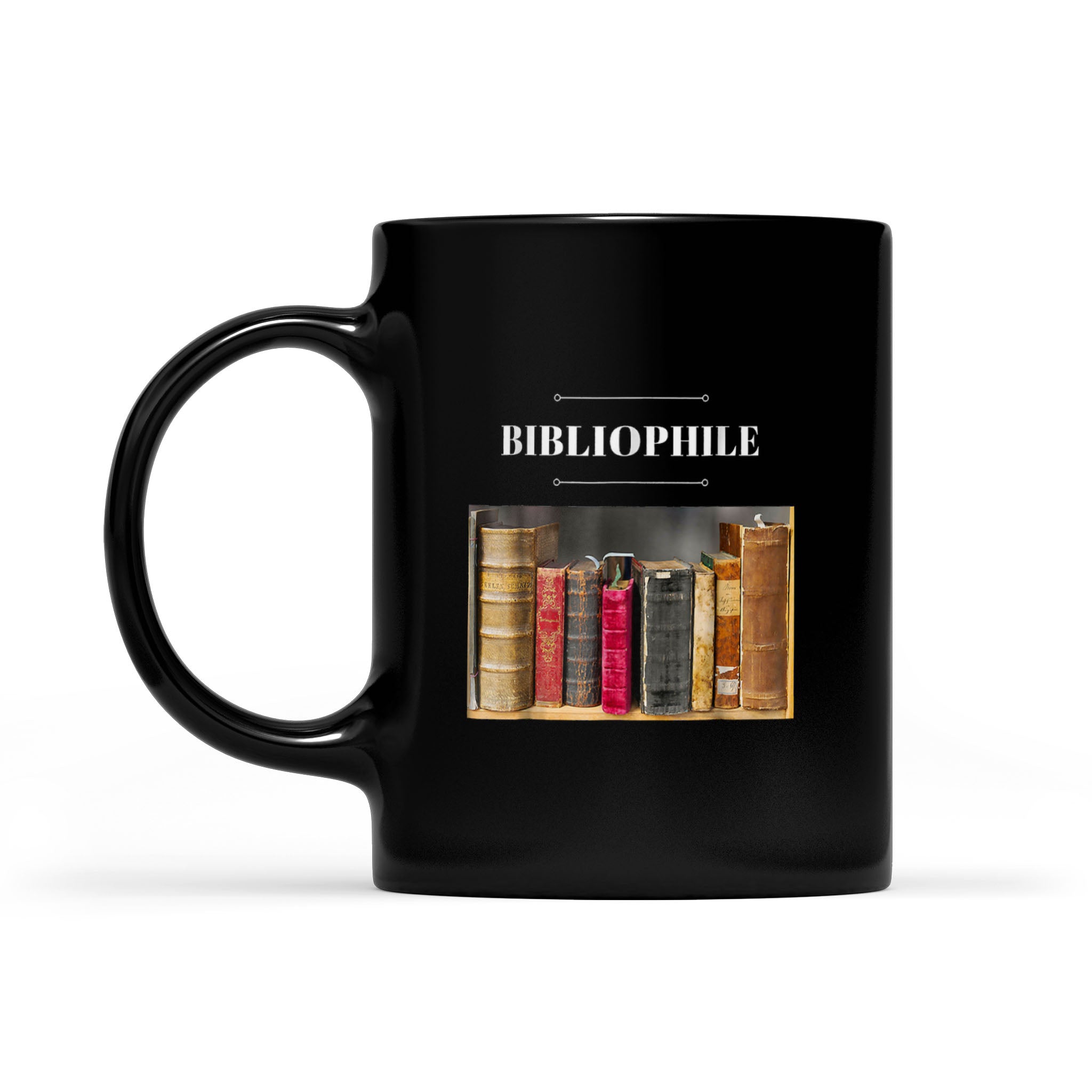 Bibliophile Vintage Boookshelf  – Black Mug