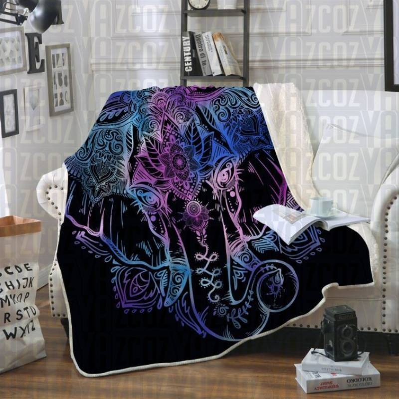 Lotus Elephant CL21110578MDF Sherpa Fleece Blanket