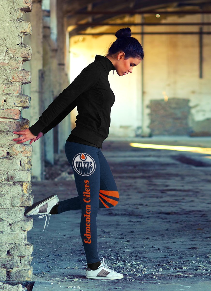 Through Logo Spread Body Striped Circle Edmonton Oilers Leggings