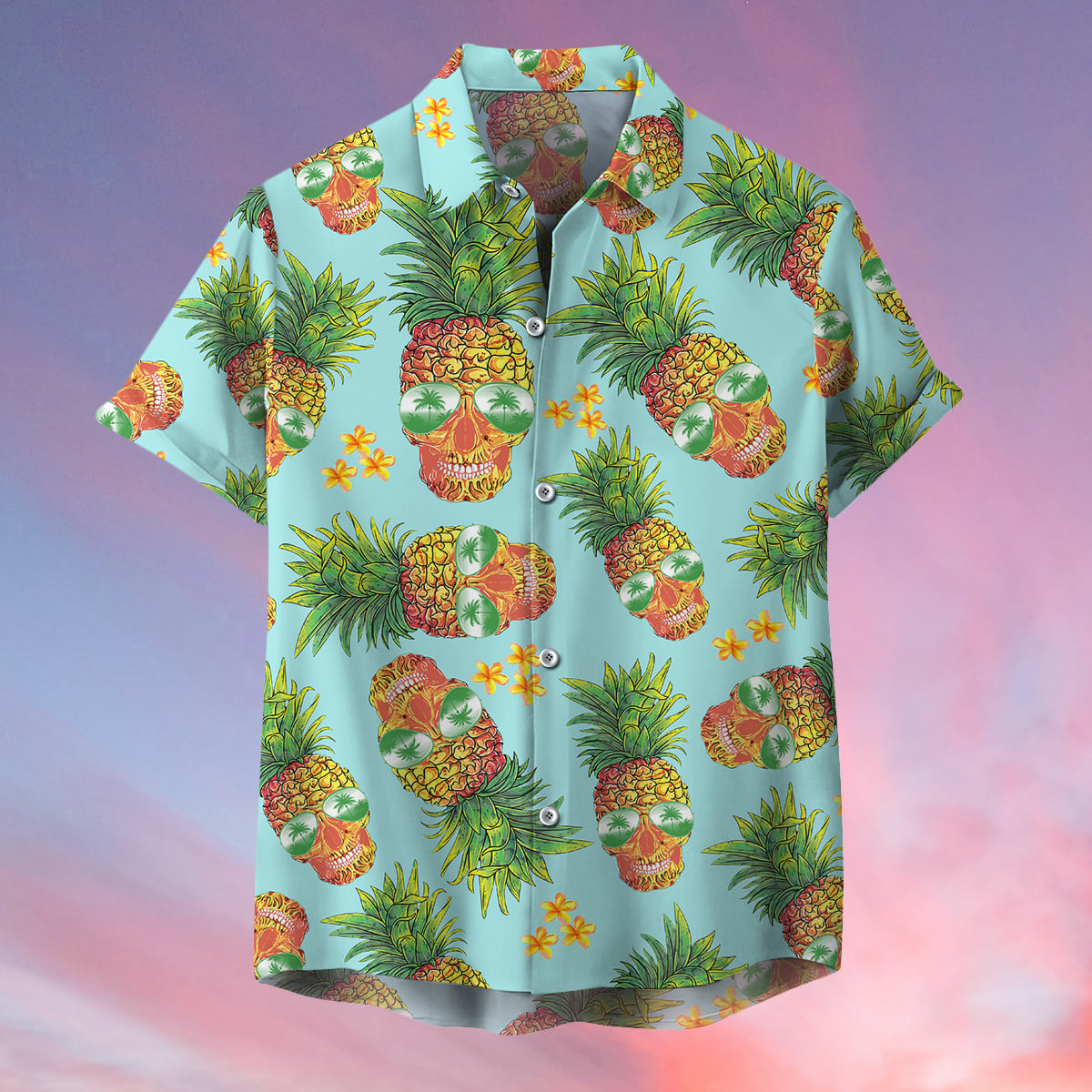 Skull Pineapple Tree Glasses Summer Hawaii Shirt Ha105159