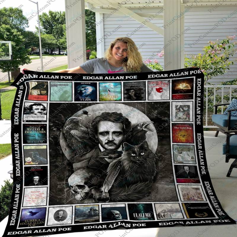 QD Edgar Allan Poe Quilt Blanket