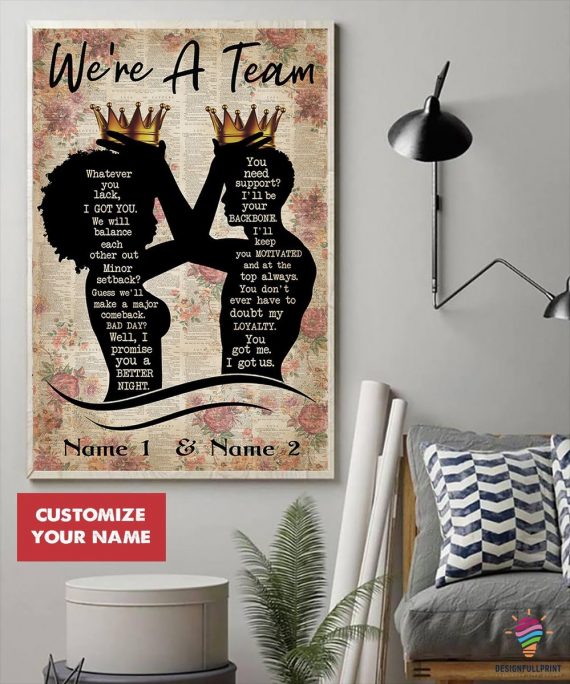 Black Love Black Couple We Are A Team Custom Canvas Art And Poster Ln