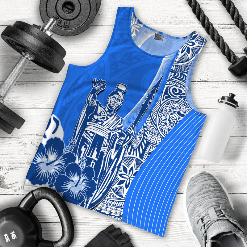 Hawaii King Kamehameha Men Tank Top Vibe Blue Style Ha111814