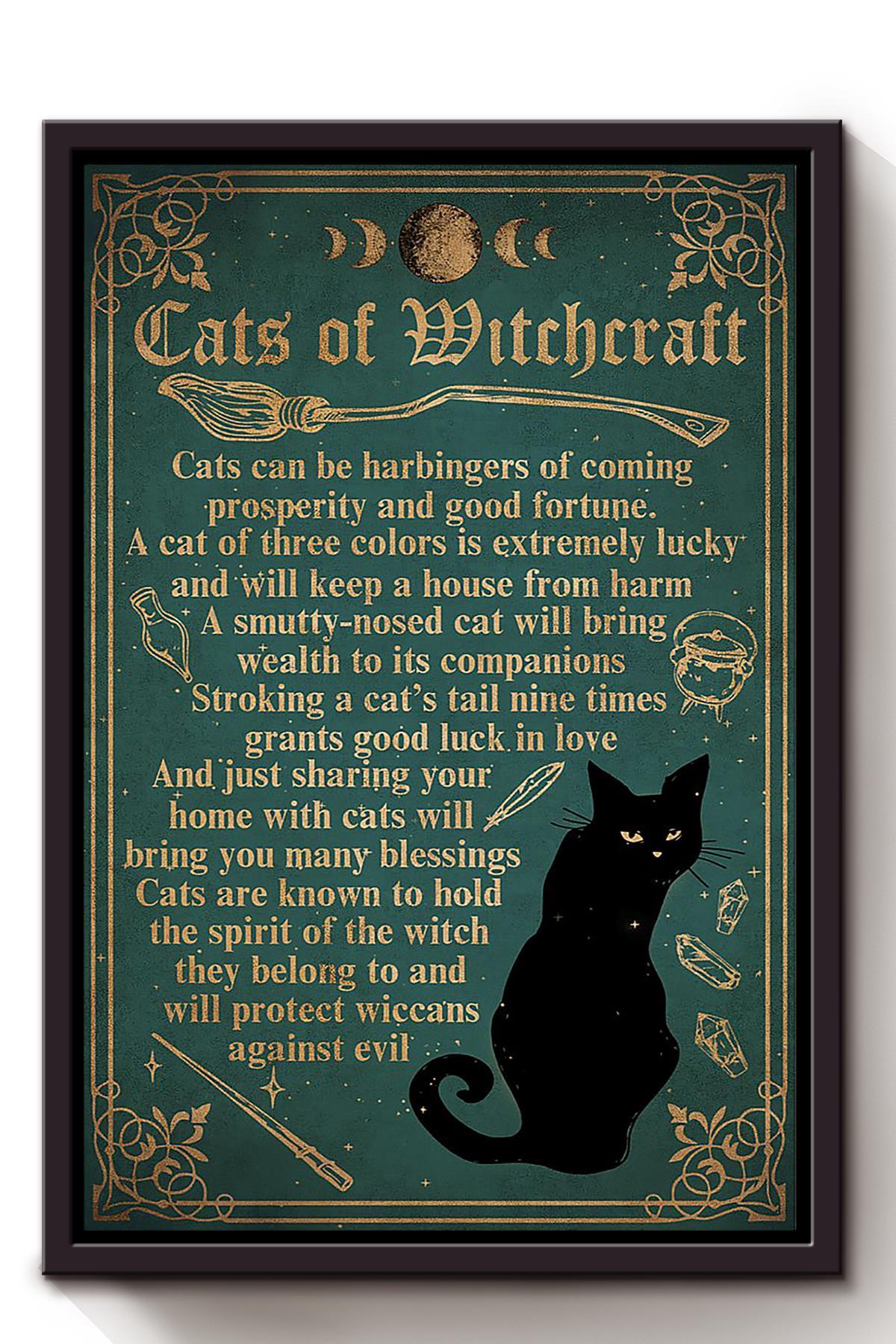 Cats Of Witchcraft Animal Wall Art Gift For Cat Lover International Cat Day Kitten Foster Framed Canvas